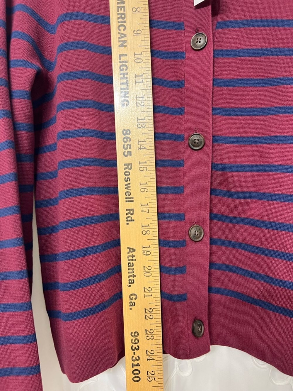 J.Crew Striped Cotton Sweater Cardigan Red Blue Collared Button Front Medium NWT - Picture 13 of 13